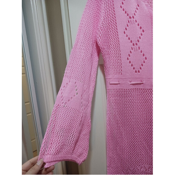 V-Neck Knitted Cover Up In Pink - Picture 4 of 10